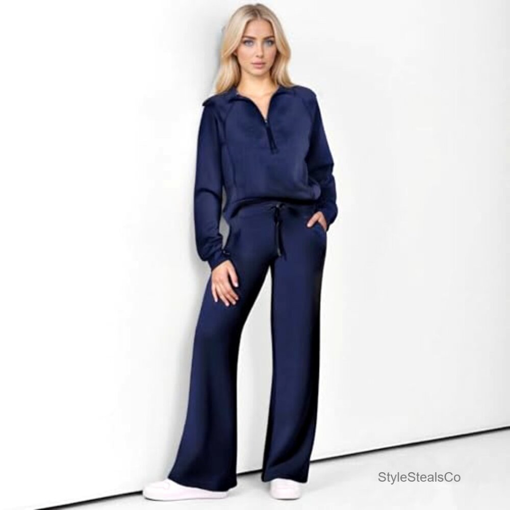 Medium Polyester Lounge Set With Half Zip Top And… - image 3